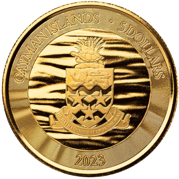 Isole Cayman: Tartaruga comune 1 oncia d'oro 2023 Prooflike
