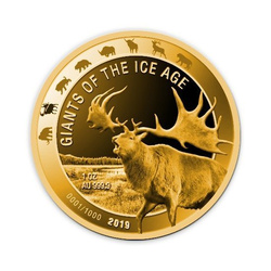 Ghana: Die Giganten der Eiszeit  - Riesenhirsch 1 oz Gold 2019 Proof