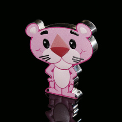 Tuvalu: Rózsaszín párduc színes 60. évforduló 1 uncia ezüst 2024 vert mini érme