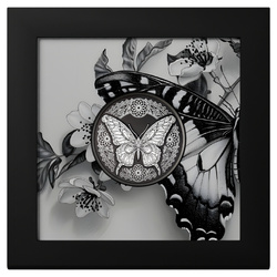 Cook Islands: Butterfly 1 uncja Srebra 2025 Obsidian Black
