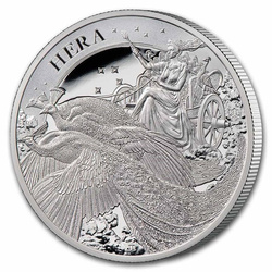 St Helena: Goddess - Hera and the Peacock 1 oz Silber 2022 Proof