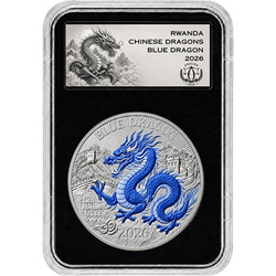 Rwanda Blue Dragon colorată 1 oz Argint 2026 Reverse Proof