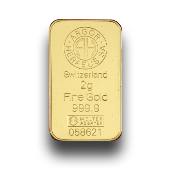 Lingote de oro sin clasificar de 2 gramos