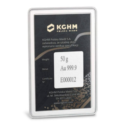 Lingote de oro KGHM 50 gramos