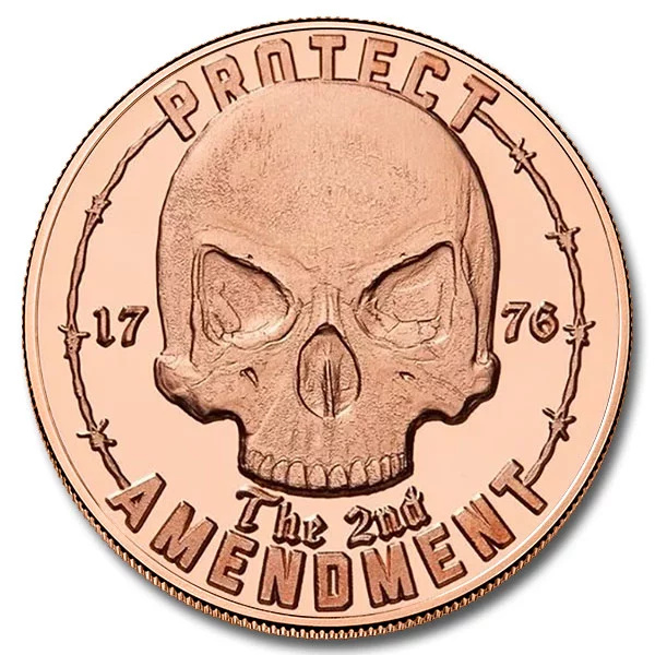 Calavera de la Segunda Enmienda, 1 onza de cobre.