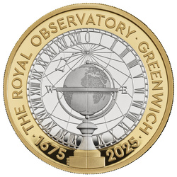 350 Years of the Royal Observatory, Greenwich £2 pozłacany Srebro 2025 Proof