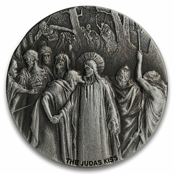 Niue: Biblical - The Judas Kiss 2 uncje Srebra 2020 Proof Antiqued Coin 