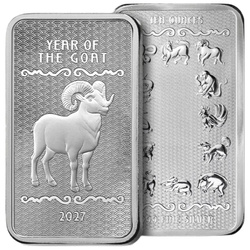 Silver Bar Lunar Year of the Goat 10 oz Silver 2027 Prooflike