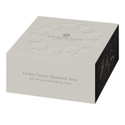 The Gothic Crown Quartered Arms 2 onces d'argent 2021 Proof