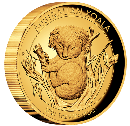 Koala 1 oncia d'oro 2021 Proof High Relief