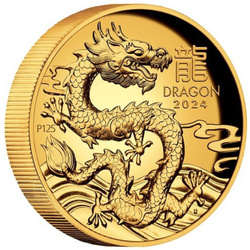 Perth Mint : Lunar III - Année du Dragon 1 once d'or 2024 Proof High Relief