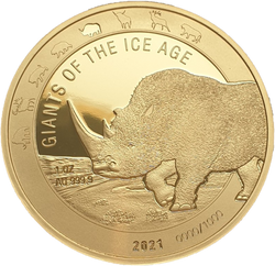 Ghana : Giants of the Ice Age - Rhinocéros laineux 1 once d'or 2021