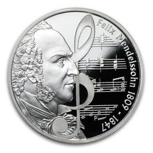 Wielcy Kompozytorzy: Felix Mendelssohn 1 uncja Srebra 2009 Proof