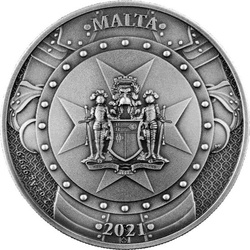 Malta: Caballeros del Pasado 2 oz Plata 2021 Alto Relieve