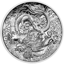 Mythes et légendes chinois : Dragon 2 onces d'argent 2021 Proof High Relief