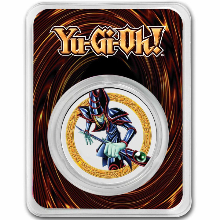 Niue: Yu-Gi-Oh! Dark Magician kolorowany 1 uncja Srebra 2023 Slab