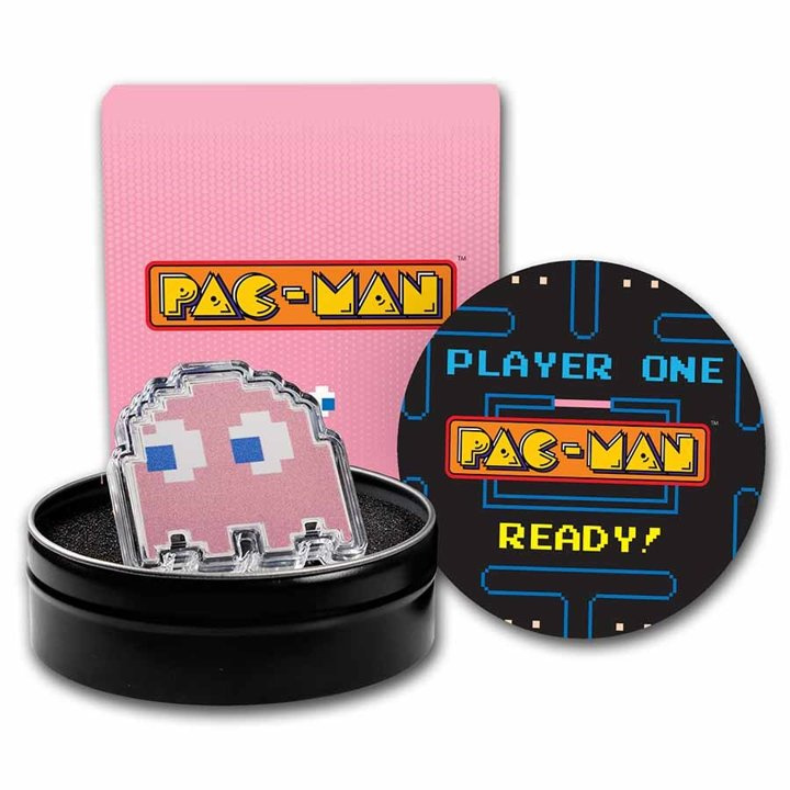 Niue: PAC-MAN GHOST „PINKY” színes 1 uncia ezüst 2022 Proof alakú érme