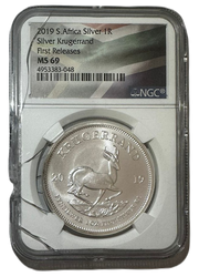 Krugerrand 1 oz Silver 2019 MS 69 NGC First Releases DAMAGED SLAB