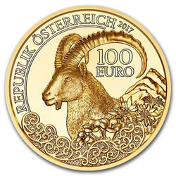 Divoká zvěř v našem hledáčku: Kozorožec 100 euro 2017 Proof