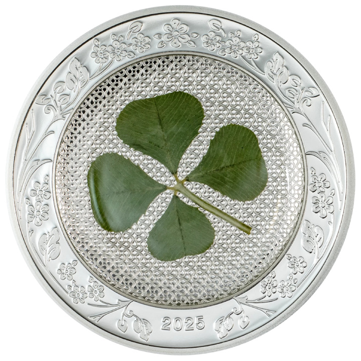 Palau: Four-leaf Clovers - Ounce of Luck coloured 1 oz Silver 2025 Proof 