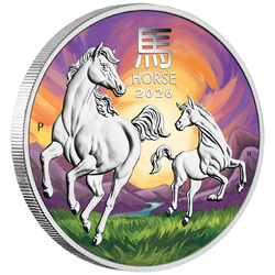 Perth Mint : Lunar III – Année du Cheval, colorisée, 1 once d’argent, 2026 (Melbourne Money Expo ANDA Special)