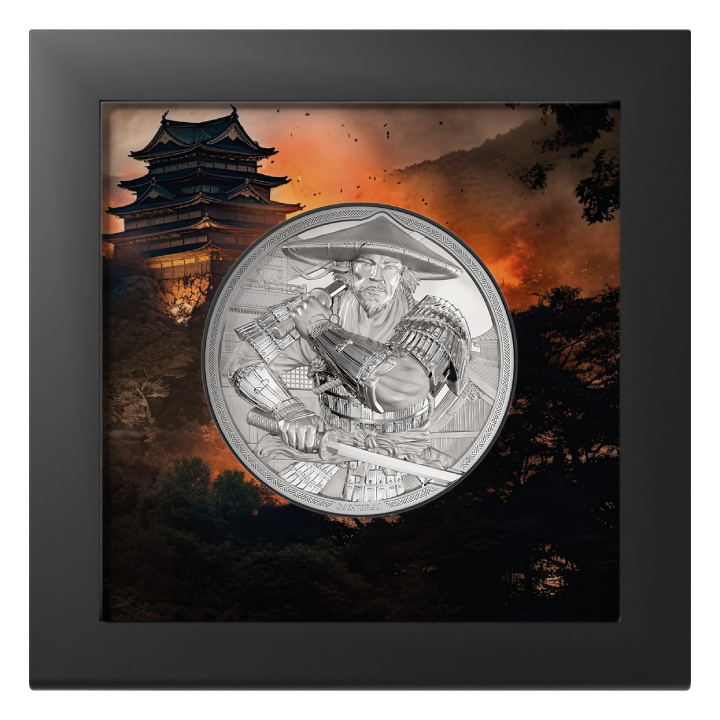 Islas Cook: Samurai 5 oz plata 2025 Proof Ultra High Relief Coin