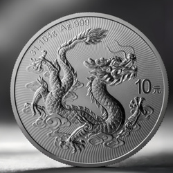 Chinese Dragon 10 Yuan Srebro 2025
