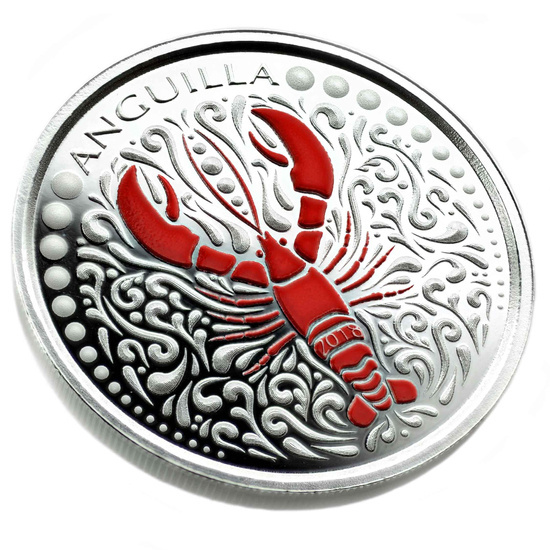 Anguilla: Lobster coloured 1 oz Silber 2018 Proof