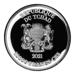 Republic of Tchad: St George Slays the Dragon 2 oz Silber 2021 Proof