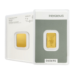 Heraeus Lingotto d'Oro 5 g