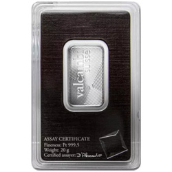 Lingote de platino Valcambi de 20 gramos