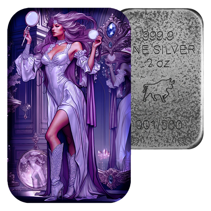 Lingotto Asturmint: The Deadly Seven Sins - Vanity colorato 2 once d'argento 2024 Antique Finish