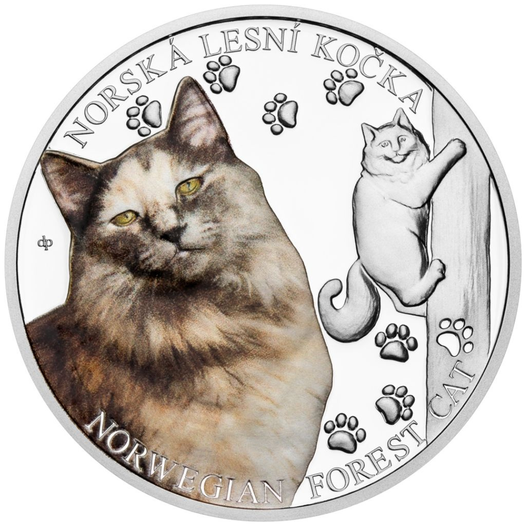 Silver Coin Cat Breeds - Norwegian Forest Cat Colored 1 oz Silver 2026 ...