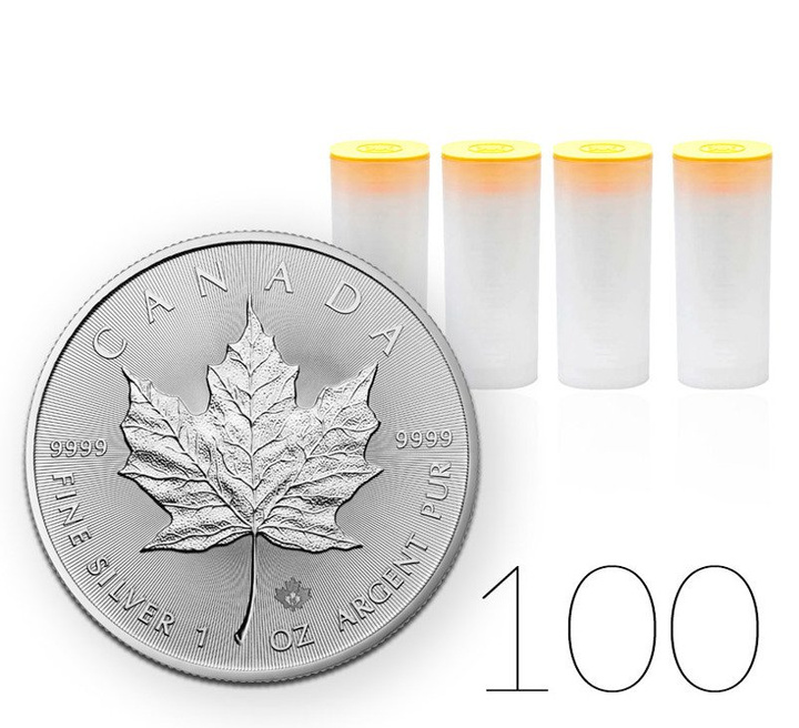 Hoja de Arce Canadiense 1 oz Plata PAQUETE DE 100 PAQUETES
