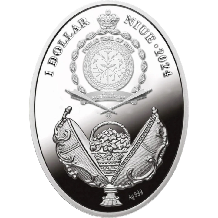 Monedă din Argint Niue Fabergé Eggs - Ou de Paște colorat 1 $ Argint 2024 Proof
