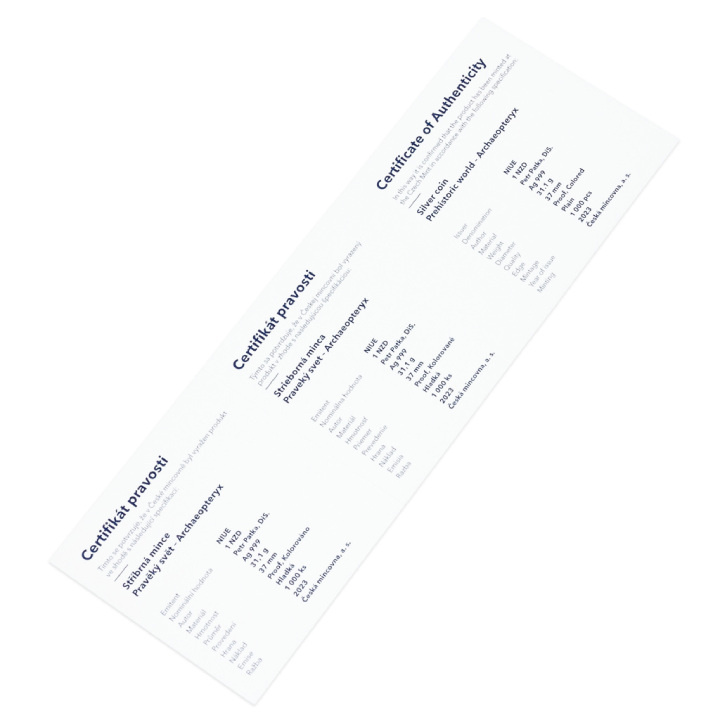 Niue: Mundo Prehistórico - Archaeopteryx coloreado $1 Plata 2023 Proof