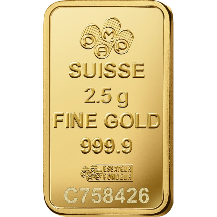 2.5 g PAMP Lady Fortuna VERISCAN gold bar in a presentation case – gift set