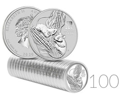 Lunar III: Anno del Topo 1 oncia d'argento PACCHETTO DA 100 PEZZI 2020