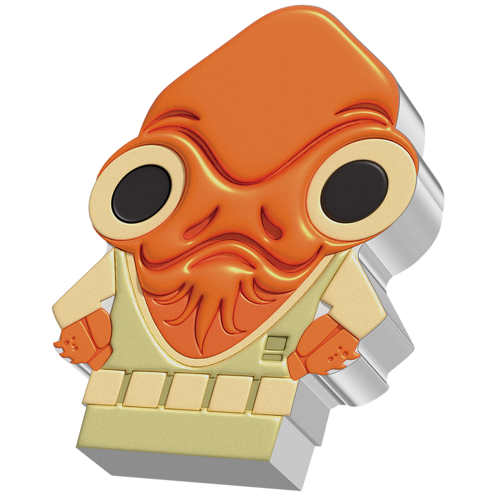 Niue : Star Wars - Amiral Ackbar Chibi Coin colorisée 1 once d'argent 2022 Belle Épreuve