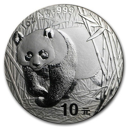 Chińska Panda 1 uncja Srebra 2002