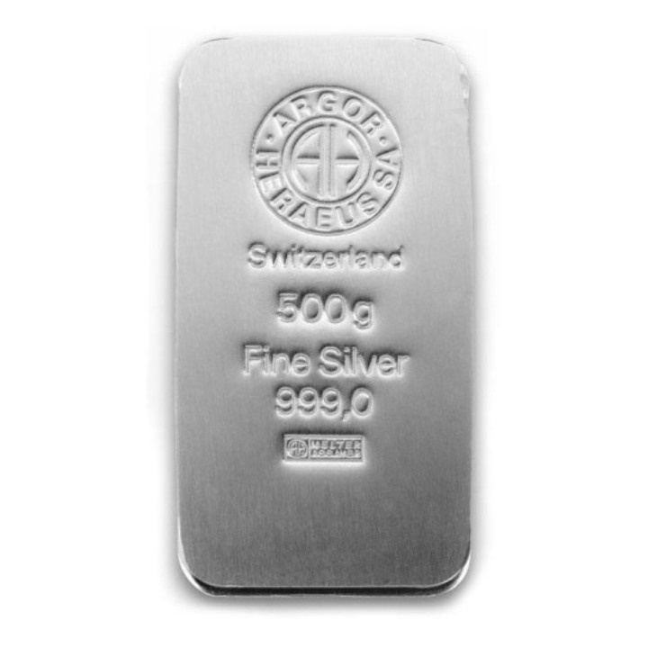 Argor - Heraeus lingote 500 gramos Plata LBMA GD Refiner