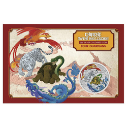 Miti e leggende cinesi: Quattro guardiani Hong colorato 1 oncia d'argento 2024 (moneta in carta rossa)