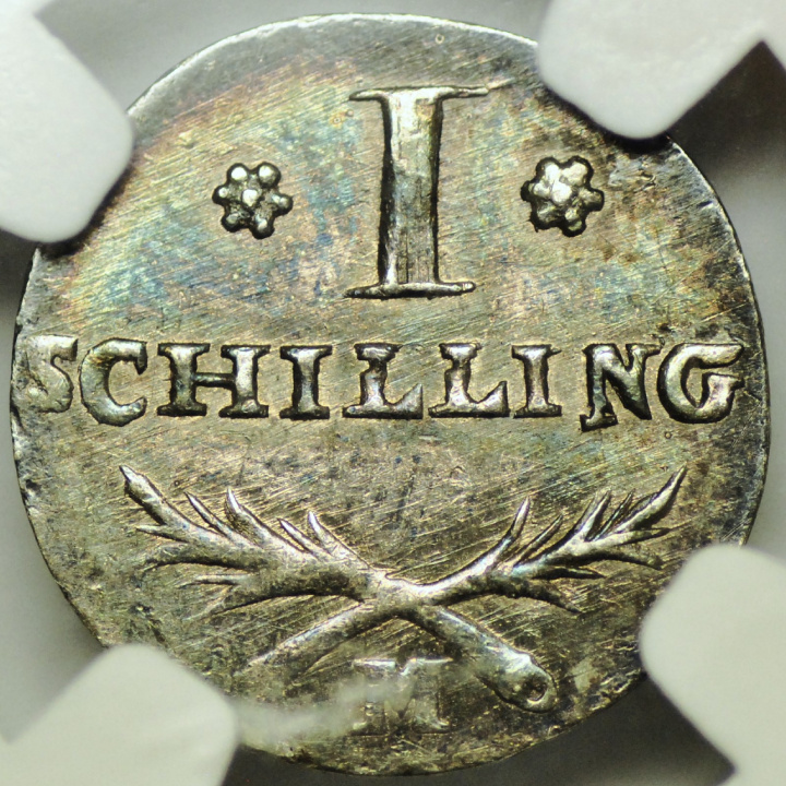 Orașul Liber Gdańsk Șeląg din Gdańsk Argint 1808-M NGC MS62