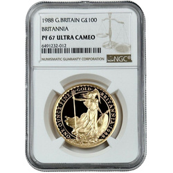 Britannia 1 oncia d'oro 1988 Proof PF67 NGC Ultra Cameo
