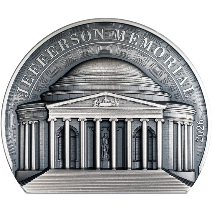 Cook Islands Historical Monuments - Jefferson Memorial 2 oz Argint 2026 Antiqued Ultra High Relief