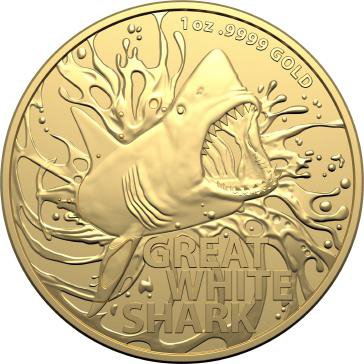 Le creature più pericolose dell'Australia: GRANDE SQUALO BIANCO 1 oncia d'oro 2021