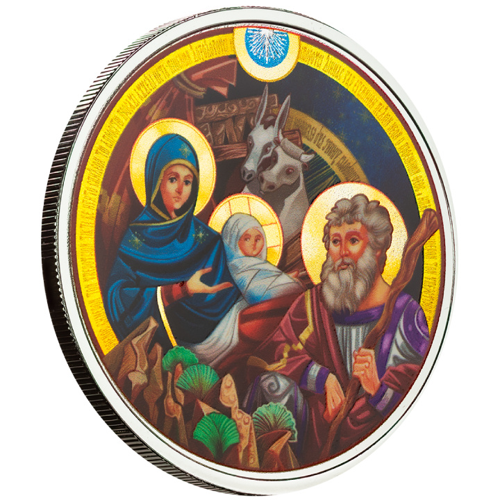 Medaglia - La Natività di Betlemme colorata 1 oncia d'argento Prooflike
