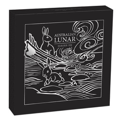 Perth Mint: Lunar III - Year of the Rabbit coloured 1000 grams Silber 2023 Gold Privy Mark