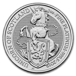 Bestias de la Reina: Unicornio de Escocia 1 oz Platino 2019