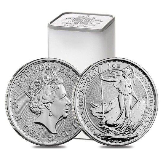 Britannia 1 Onza Plata 2018 PAQUETE DE 100 CUOTAS